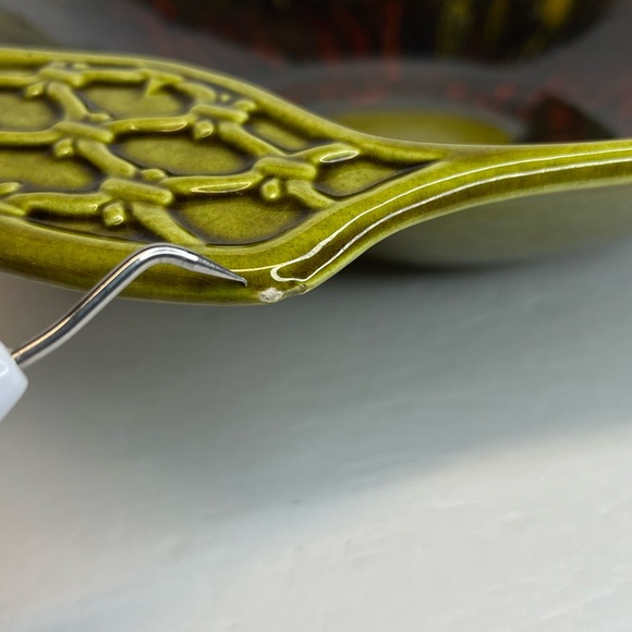 California Pottery 560 MCM Bowl Green/Deep Blue/Red Absolutely Gorgeous! Superb! - Picture 8 of 12